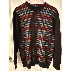 Luchiano Visconti Sport Edition XL Black Geometric Pattern Crew Neck Sweater